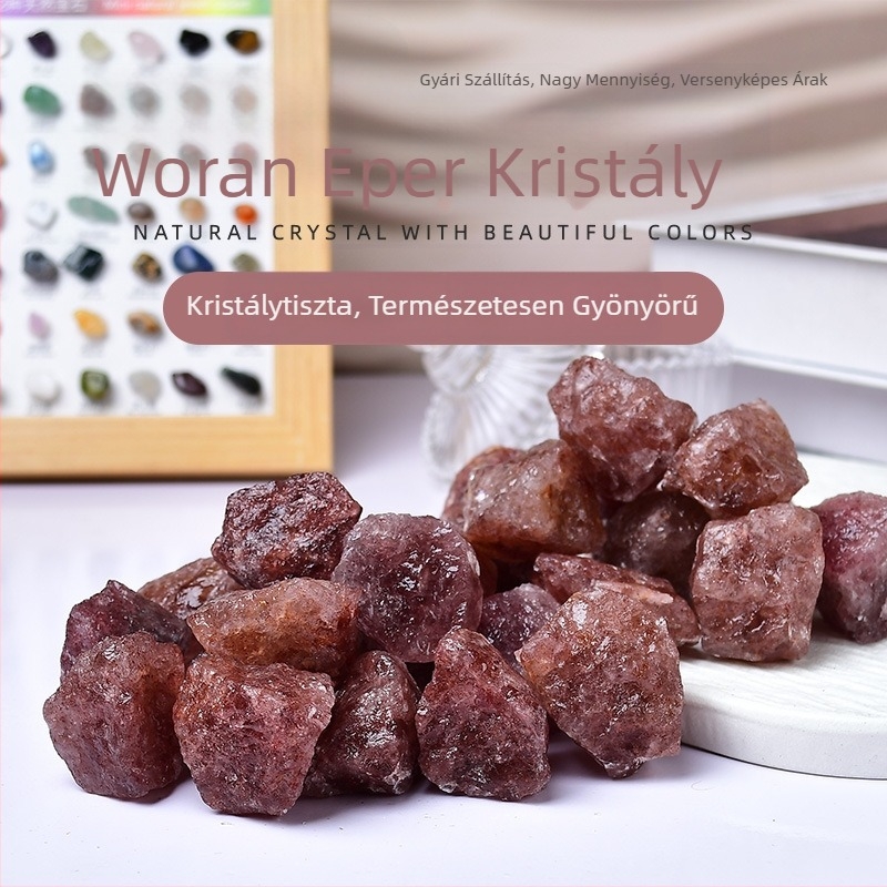 Szamóca kristály nyers kő otthoni dekorációhoz és aromaterápiás diffúzorhoz, új kínai stílus, kristály anyag, PP zacskóban