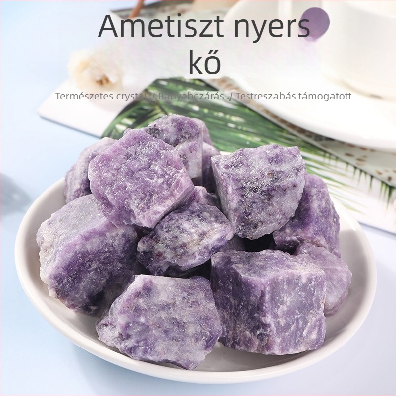 Qingyida lila muszkovit kristály durva kő — Egyedi csomagolású PP zacskó — Modern minimalista stílus