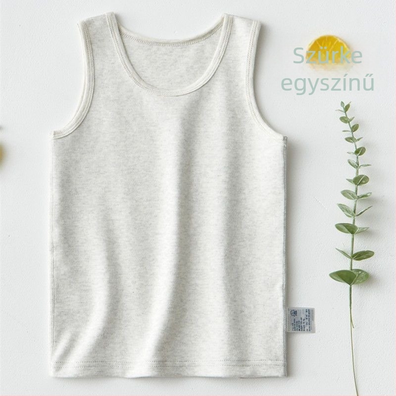 Gyerekeknek készült ujjatlan pamut kötött mellény, csíkos mintával, 80% pamut, tavasz–nyár, uniszex