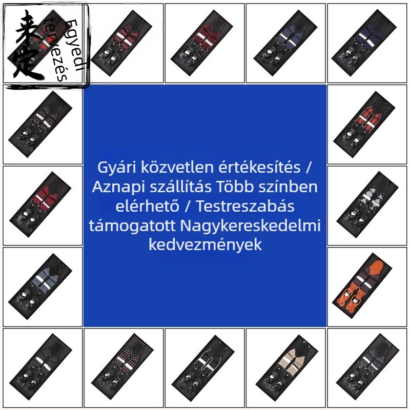 Férfiaknak tehénbőr vállpántok, 3 csipesszel, gomb- és csipesszel kompatibilis, kereszt-hát dizájn, állítható, erős rugalmasság