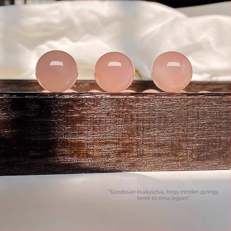 Természetes grapefruit-rozé kristály karkötő 20 mm-es nagy gyöngyökkel, női egyszálas DIY ékszer, ajándék barátnőnek