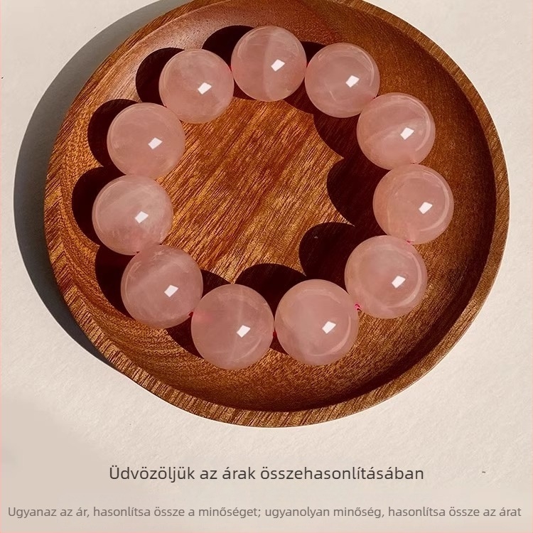 Természetes grapefruit-rozé kristály karkötő 20 mm-es nagy gyöngyökkel, női egyszálas DIY ékszer, ajándék barátnőnek
