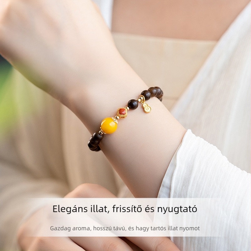 Agarwood karkötő, Új kínai stílus, Kör gyöngyök, Kézzel készített gyöngyök, Uniszex