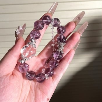 Karkötő ametiszt kristállyal és kristályos díszítéssel, 2025 tavaszi megjelenés, könnyed luxus stílus