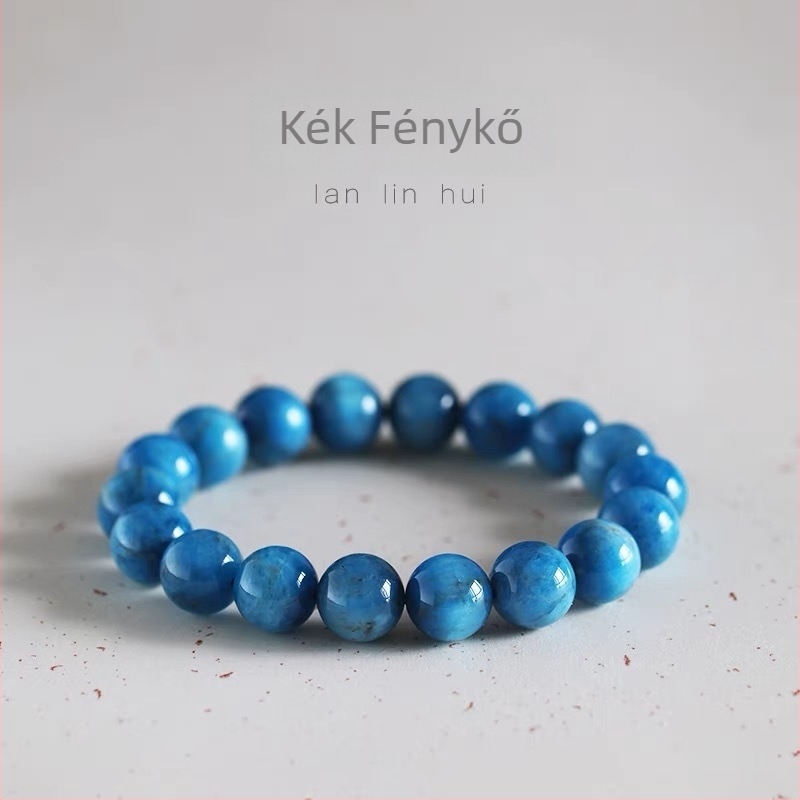 Kék achát gyöngy karkötő, 7–14 mm, uniszex