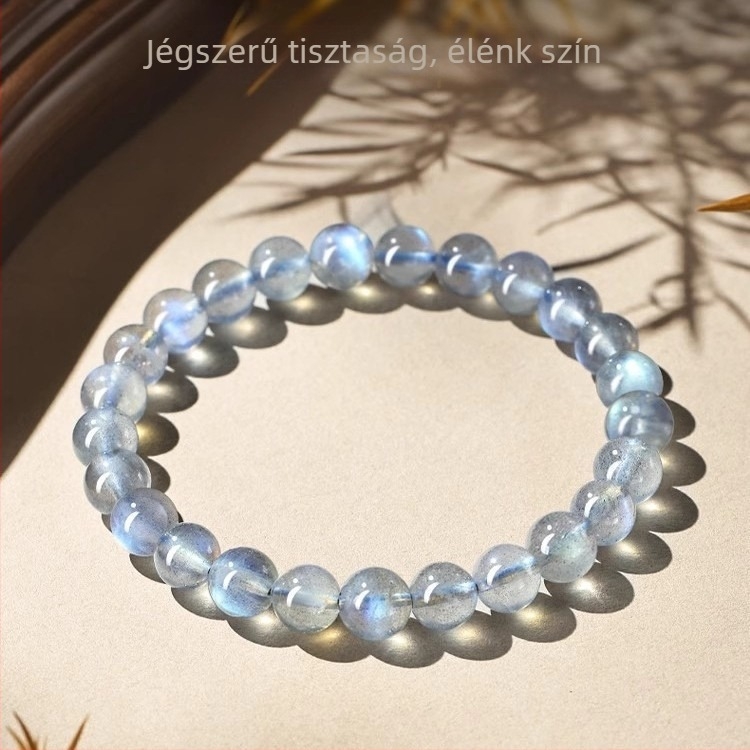 Természetes 7A-s szürke labradorit gyöngyös karkötő, egyláncos, kerek gyöngyökkel, DIY ékszerekhez