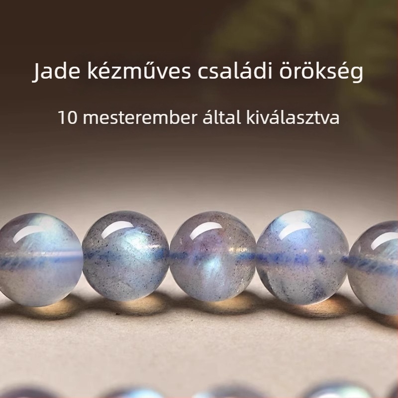 Természetes 7A-s szürke labradorit gyöngyös karkötő, egyláncos, kerek gyöngyökkel, DIY ékszerekhez