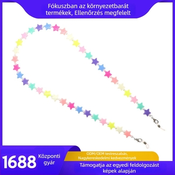 Gyerekeknek maszk- és szemüveglánc, ötágú csillag alakú, akril, kézműves