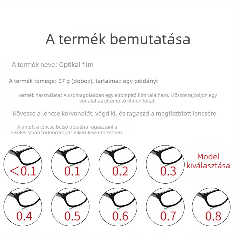 Amblyopiás szemkötő maszk represszív membránnal – optikai film, modell: Amblyopic Pressure Film, tanuláshoz