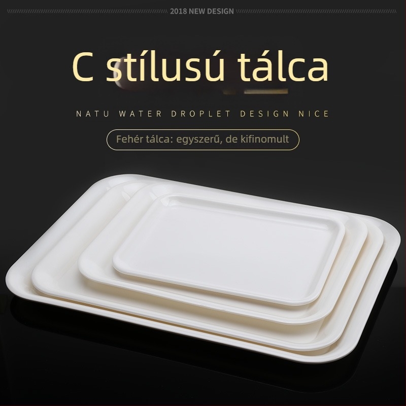 Melamin tálca, szabálytalan alak, egyszínű dizájn, modern minimalista stílus, szállodai étkezéshez