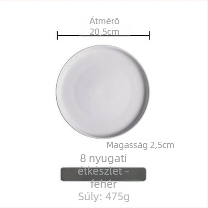 Porcelán vacsora tányér, kör alakú, nyugati stílusú, mikrosütőben használható, logóval ellátott