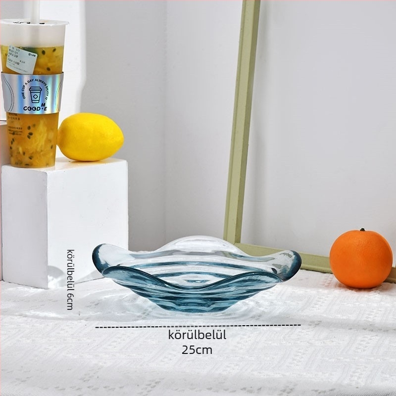 Üvegből készült gyümölcs tál otthoni használatra, modern minimalist stílus, szilárd minta, 2021 nyár