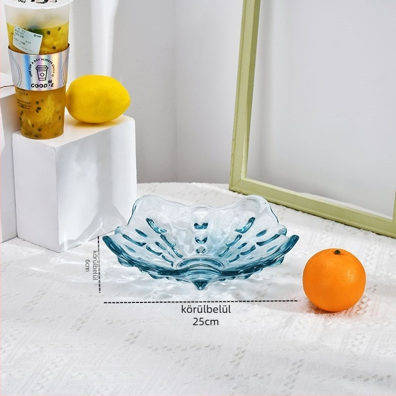 Üvegből készült gyümölcs tál otthoni használatra, modern minimalist stílus, szilárd minta, 2021 nyár