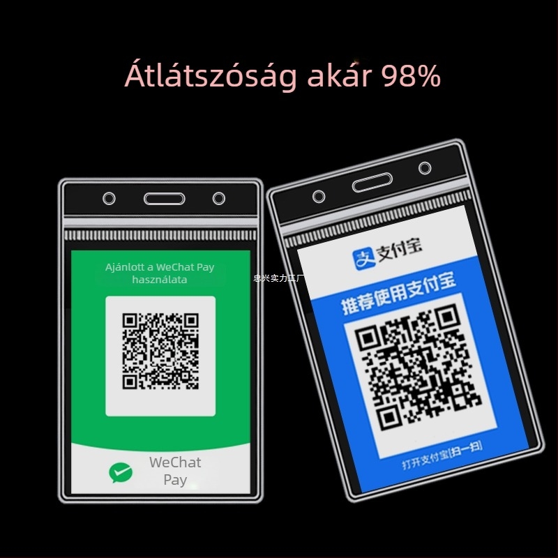 PVC kártyatartó QR kód cimkéhez – vízálló, modern minimalista stílus