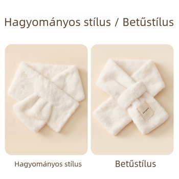 Gyerekeknek készült sál műnyúlszőrrel, téli, keresztezett nyak körüli dizájn, melegen tart.