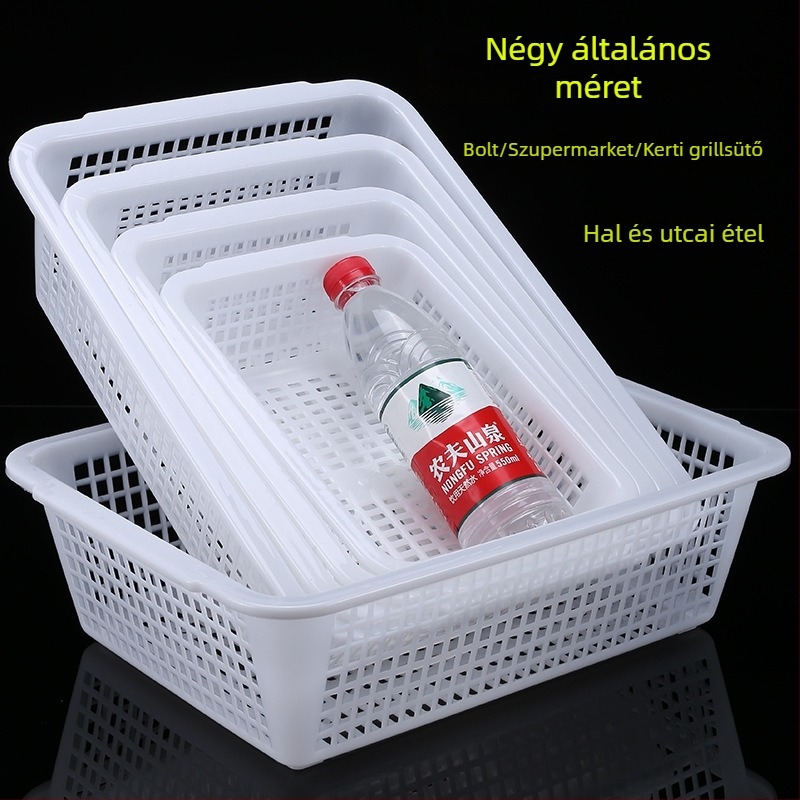 Tárolókosár, vastagított műanyag, téglalap alakú lefolyónyílásokkal (Modell: P8011, Anyag: Műanyag, Stílus: Modern egyszerűség)