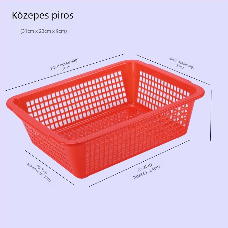 Tárolókosár, vastagított műanyag, téglalap alakú lefolyónyílásokkal (Modell: P8011, Anyag: Műanyag, Stílus: Modern egyszerűség)