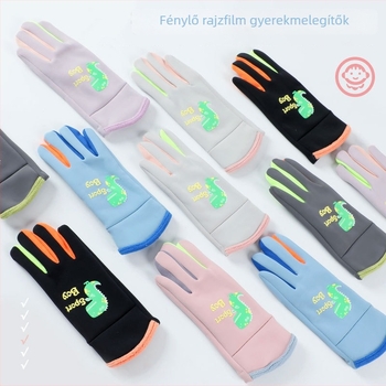 Gyerek téli kesztyűk – poliészter, csúszásmentes felület, ujjas dizájn, 3–13 évesek (Poliészter; Csúszásmentes felület; Ujjas dizájn; Tél; 3–13 év)