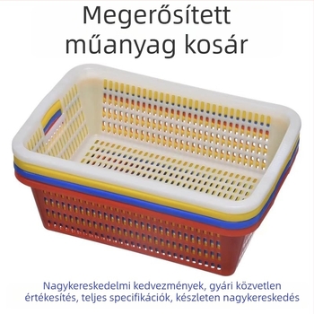 Műanyag tárolókosár négyzetes szitával és lefolyó funkcióval, modell 0361, PE anyag
