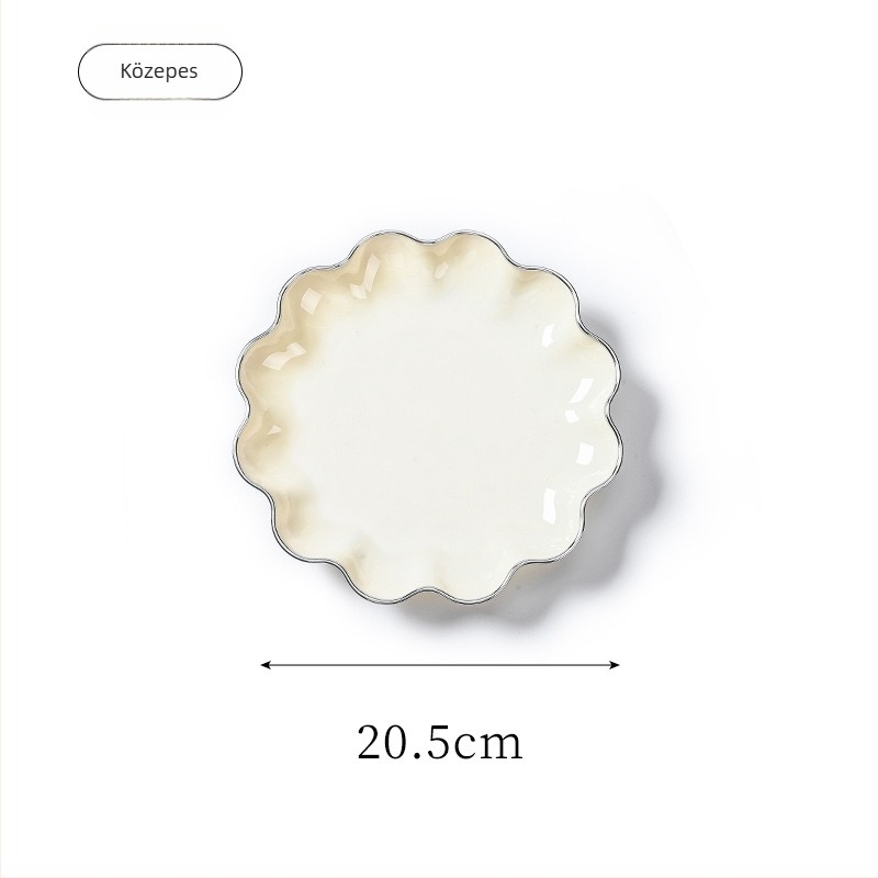 Műanyag gyümölcstál aranyszegéllyel, vízhullám mintázat, nordic-európai stílus