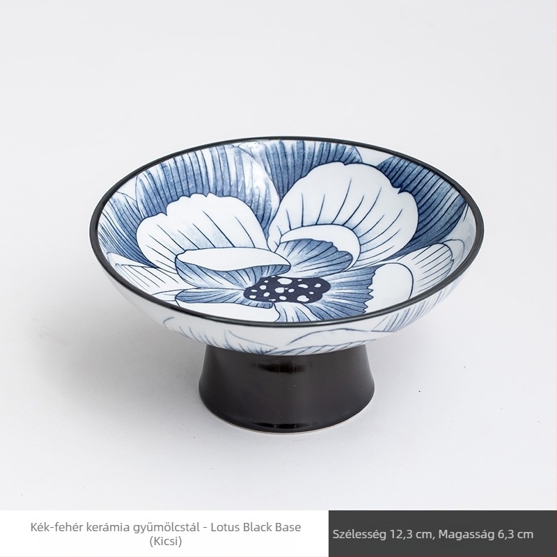 Porcelán gyümölcstál lábon, retro stílus, első osztályú minőség