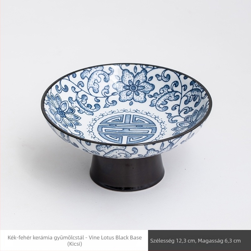 Porcelán gyümölcstál lábon, retro stílus, első osztályú minőség