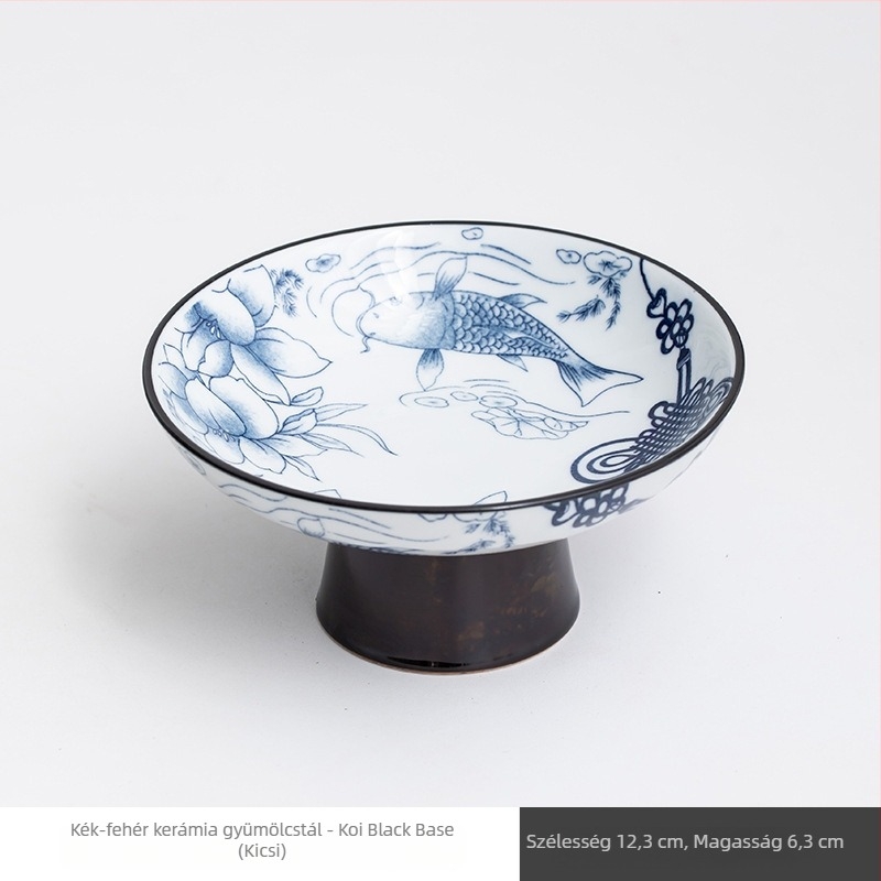 Porcelán gyümölcstál lábon, retro stílus, első osztályú minőség