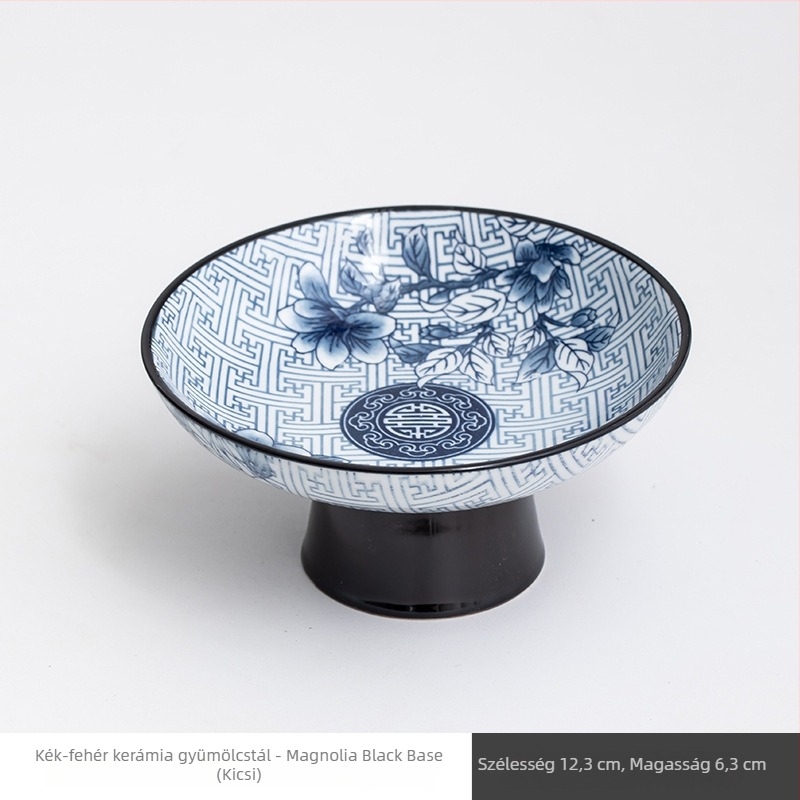 Porcelán gyümölcstál lábon, retro stílus, első osztályú minőség