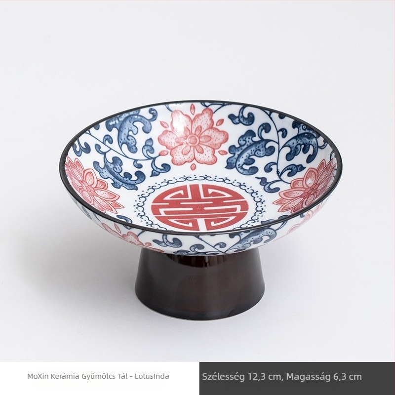 Porcelán gyümölcstál lábon, retro stílus, első osztályú minőség