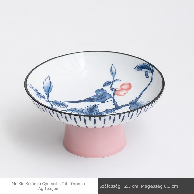 Porcelán gyümölcstál lábon, retro stílus, első osztályú minőség