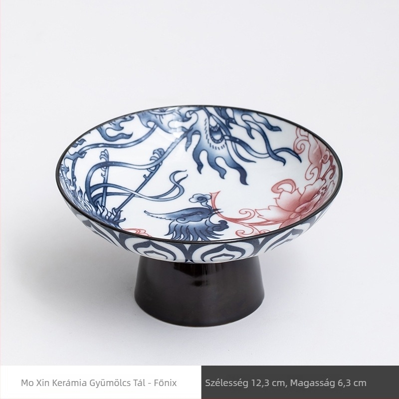 Porcelán gyümölcstál lábon, retro stílus, első osztályú minőség