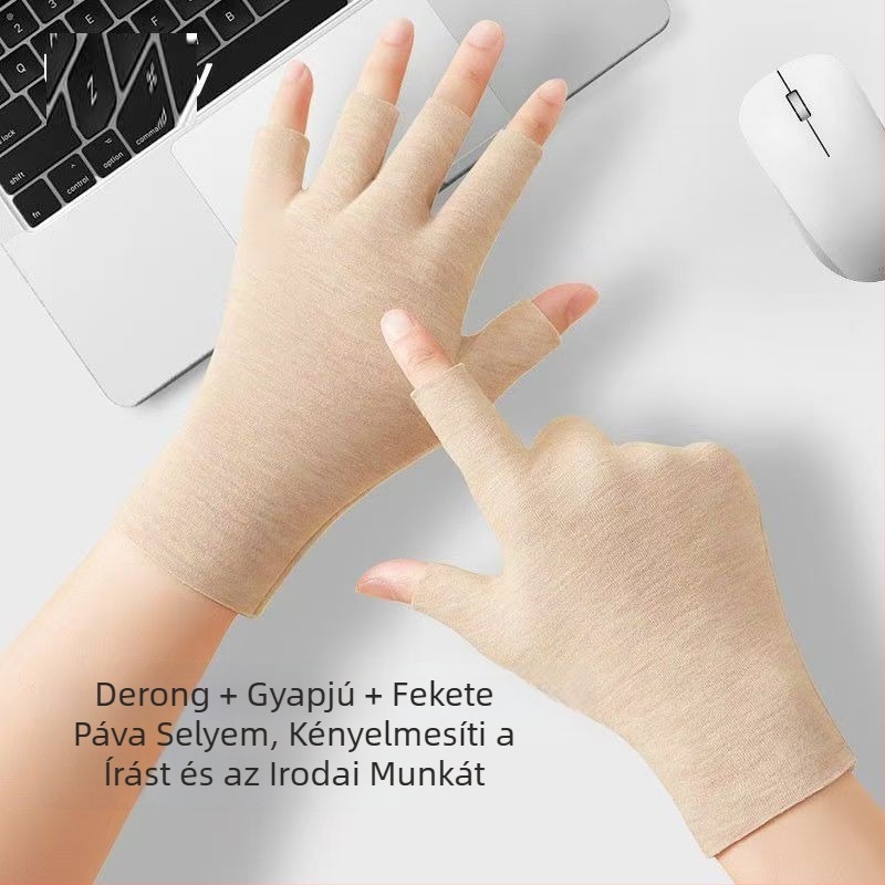 Önmelegedő velúr félujjas kesztyűk uniszex, meleg kötött anyagból, érintőképernyő-kompatibilis, öt ujjal, egyszínű modell, téli–tavaszi–ősz