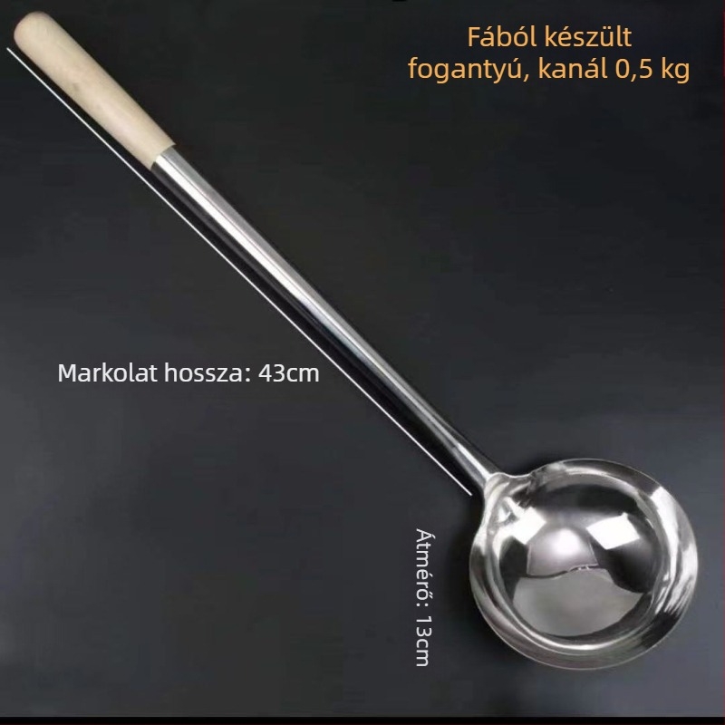 Decai rozsdamentes acél wok spatula, fa nyéllel, égésgátló funkció, modern egyszerű stílus