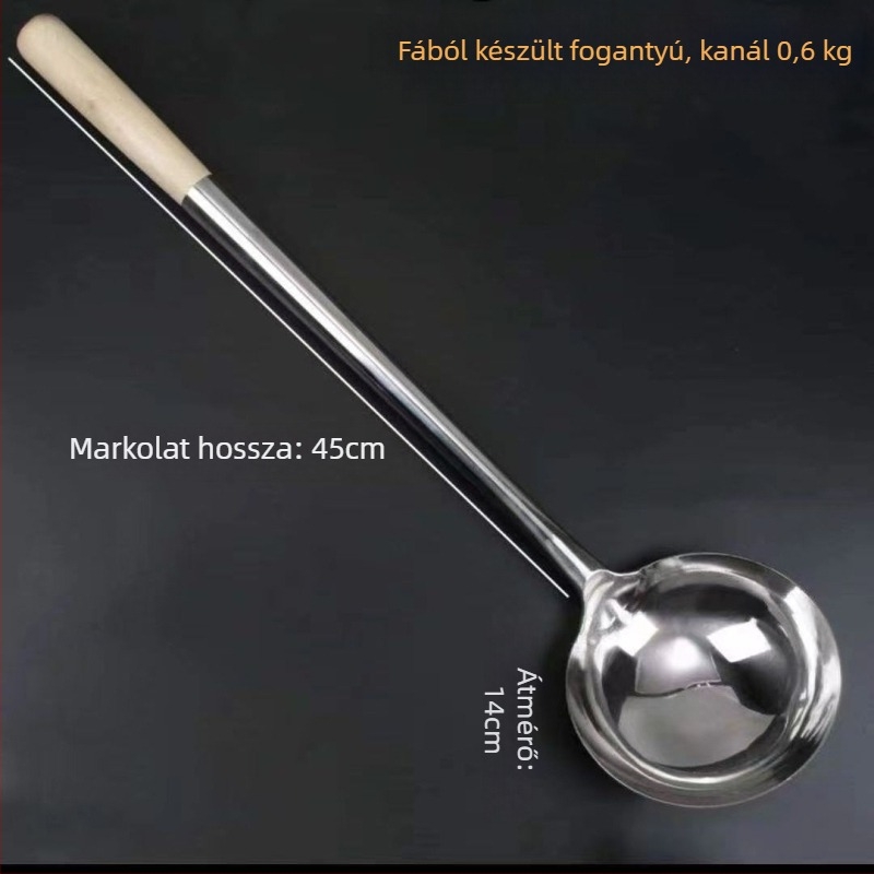 Decai rozsdamentes acél wok spatula, fa nyéllel, égésgátló funkció, modern egyszerű stílus