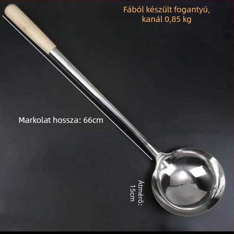 Decai rozsdamentes acél wok spatula, fa nyéllel, égésgátló funkció, modern egyszerű stílus