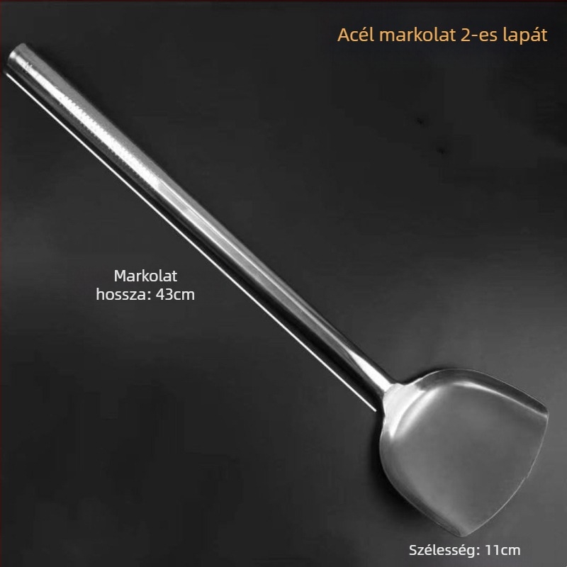 Decai rozsdamentes acél wok spatula, fa nyéllel, égésgátló funkció, modern egyszerű stílus