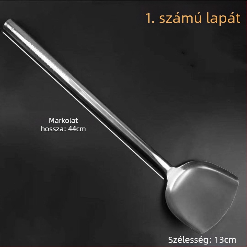Decai rozsdamentes acél wok spatula, fa nyéllel, égésgátló funkció, modern egyszerű stílus