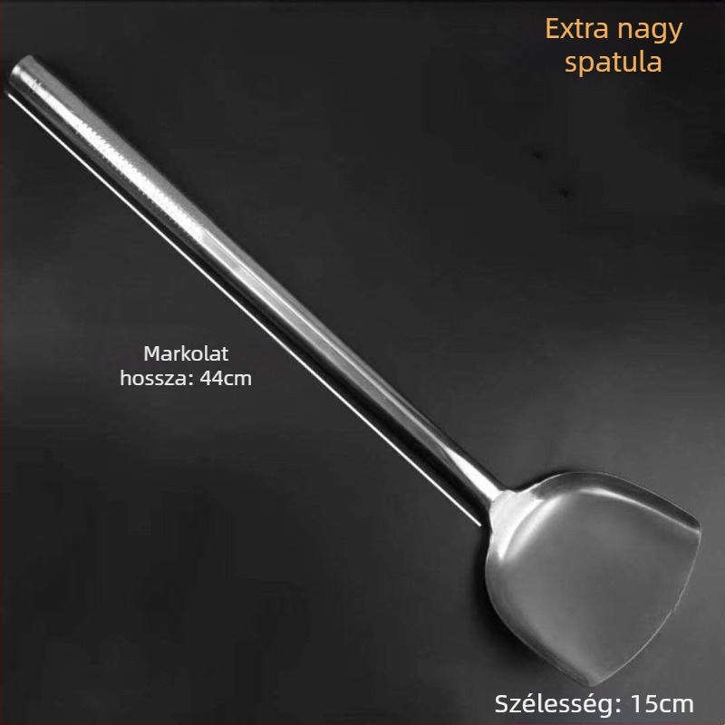Decai rozsdamentes acél wok spatula, fa nyéllel, égésgátló funkció, modern egyszerű stílus