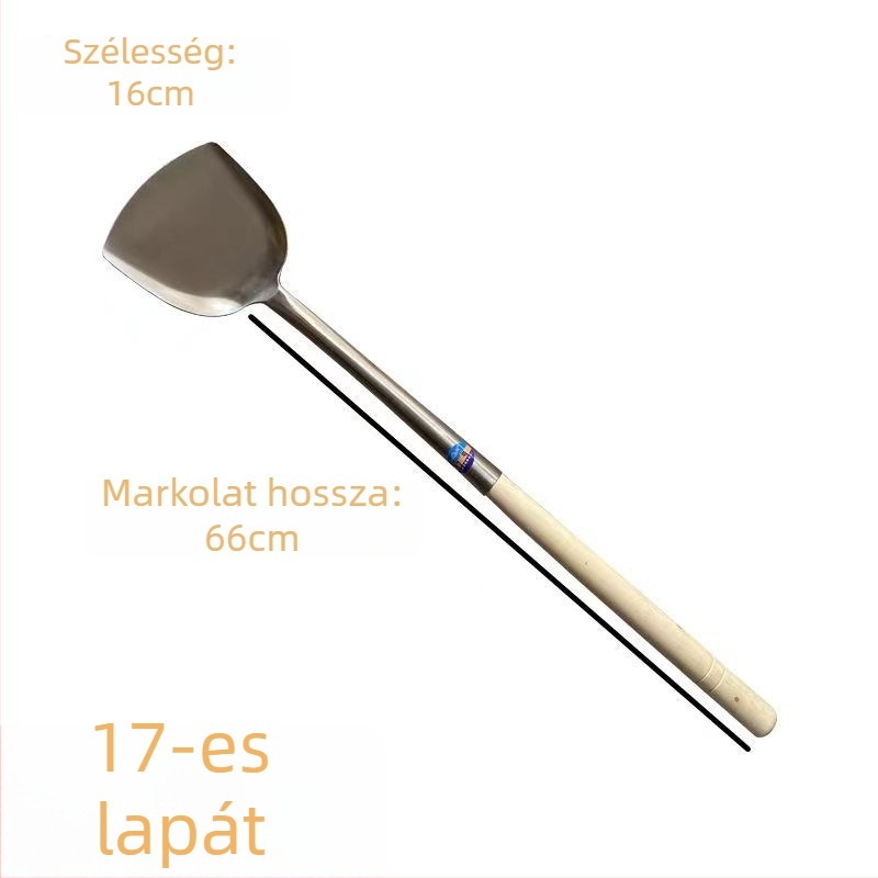 Decai rozsdamentes acél wok spatula, fa nyéllel, égésgátló funkció, modern egyszerű stílus