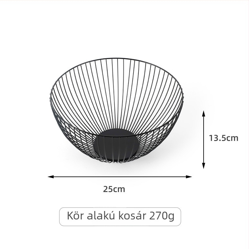 Vasból készült szabálytalan alakú gyümölcskosár konyhához és nappaliba, vízelvezető és tároló funkció, világos luxus retro stílus