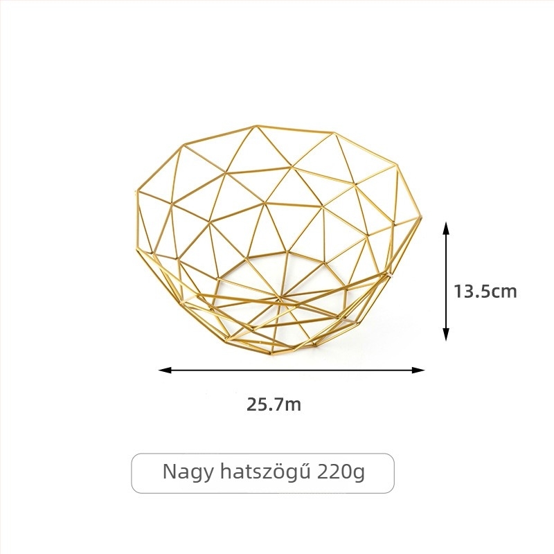 Vasból készült szabálytalan alakú gyümölcskosár konyhához és nappaliba, vízelvezető és tároló funkció, világos luxus retro stílus