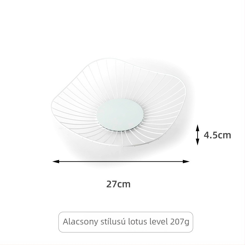 Vasból készült szabálytalan alakú gyümölcskosár konyhához és nappaliba, vízelvezető és tároló funkció, világos luxus retro stílus