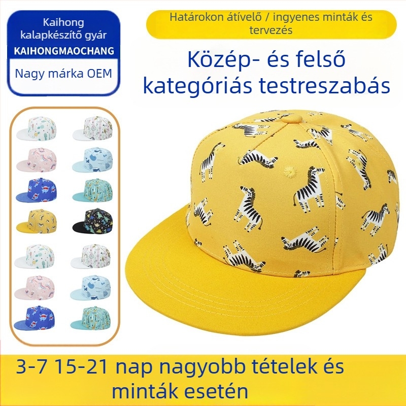 Gyerekeknek való pamut baseball sapka, sík széle, hímzett geometriai mintával, uniszex, 4–8 éveseknek