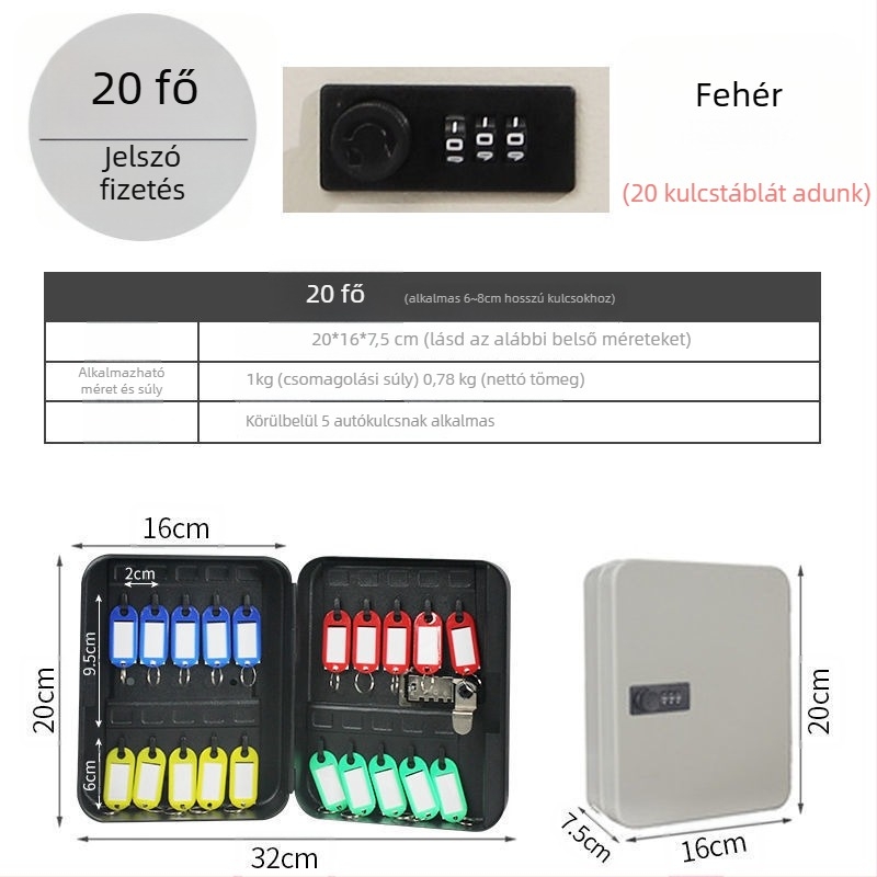 Modell 1, falra szerelhető jelszavas kulcstartó – otthoni használatra, autókulcs tárolására, modern egyszerű stílus