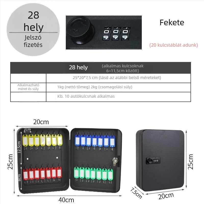 Modell 1, falra szerelhető jelszavas kulcstartó – otthoni használatra, autókulcs tárolására, modern egyszerű stílus