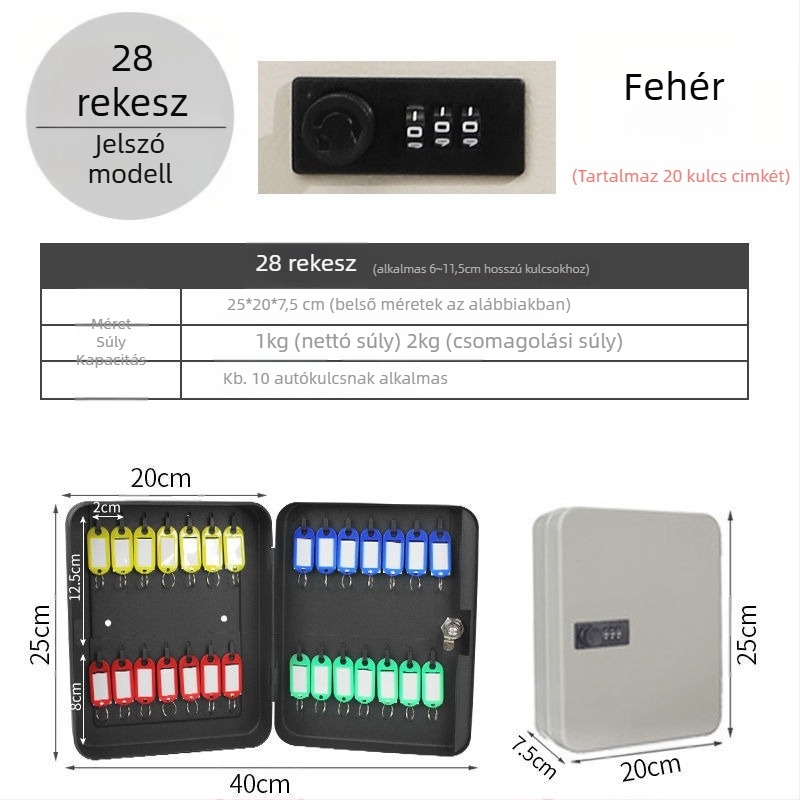 Modell 1, falra szerelhető jelszavas kulcstartó – otthoni használatra, autókulcs tárolására, modern egyszerű stílus
