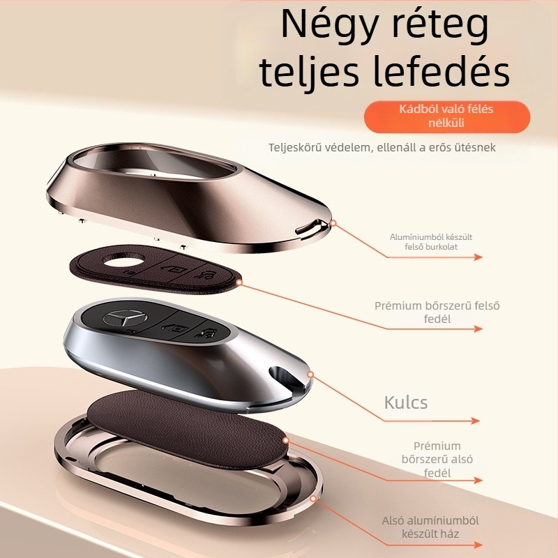 Mercedes-Benz kulcstok alumínium ötvözetből, üzleti stílus, testreszabható; kompatibilis a C200L/C260L, S400L/S450L, E300L kulcsokkal.