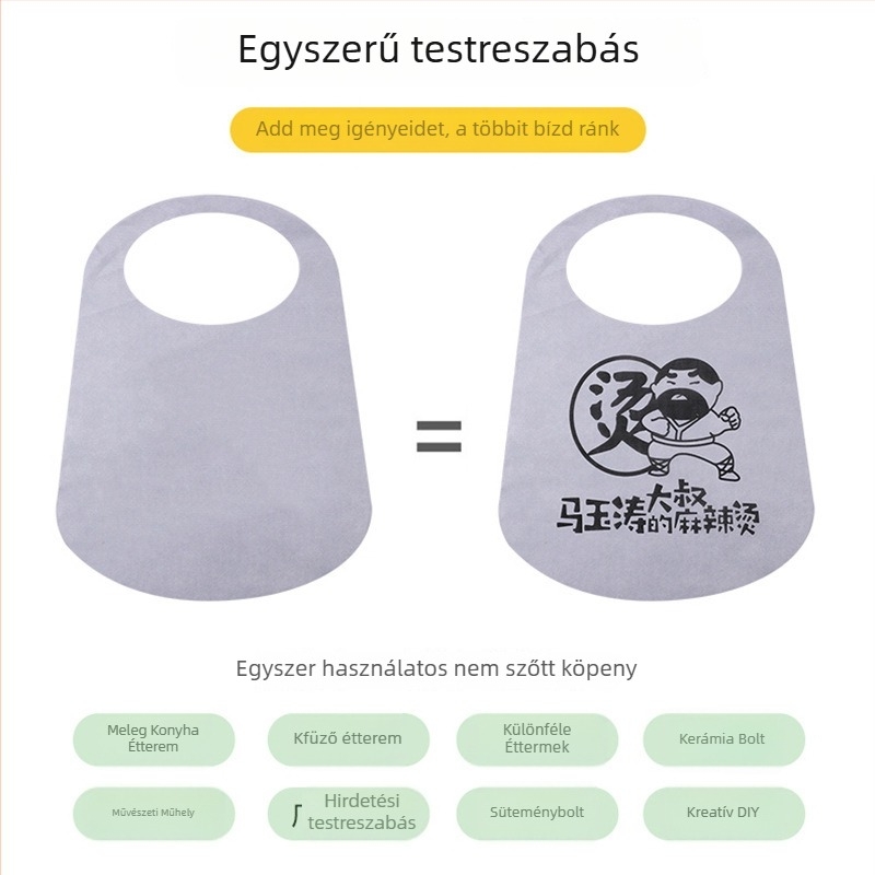 Nem szőtt anyagból készült, ujj nélküli kötény, mintás, több színű dizájnnal, felnőtteknek és gyerekeknek