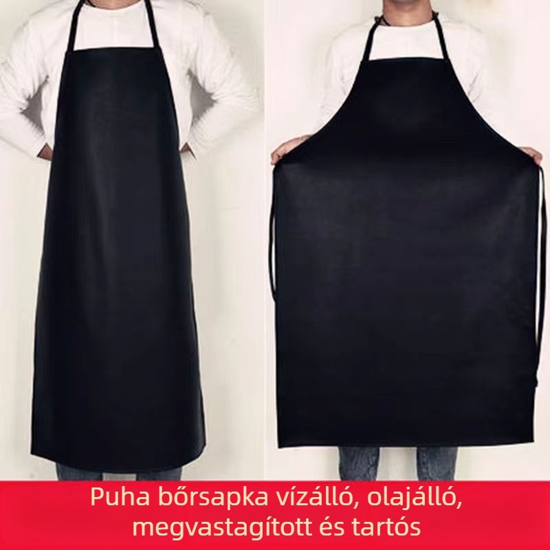 Bőr ujjatlan kötény fleece bélésével, vízálló és olajálló, modern minimalist stílus, egyszínű