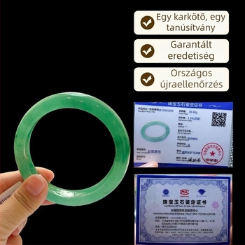 Természetes afrikai smaragd és Dulong jade karkötő, úszó virág dizájn, medál